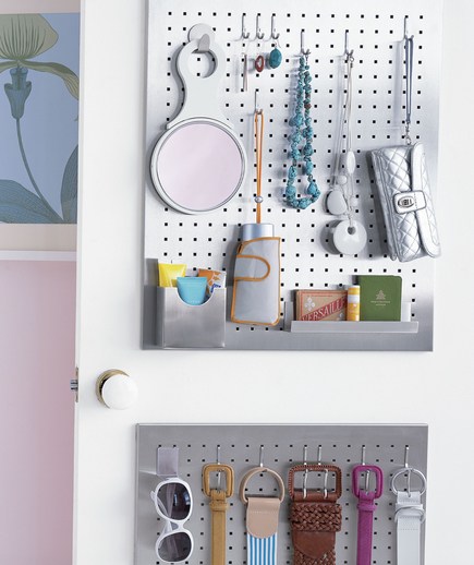 small bedroom organization peg board