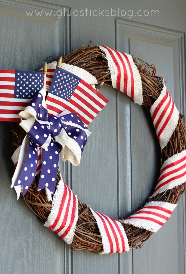 Patriotic Wreath for 4th of July – - repurposed on purpose