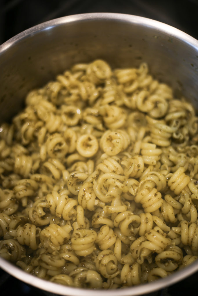 caprese chicken with pesto noodles