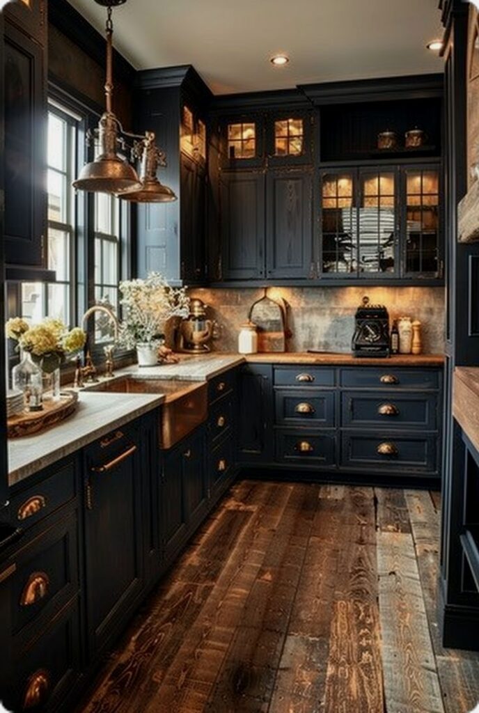 black farmhouse kitchen