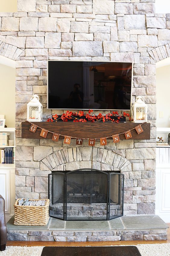 fireplace decorations for fall