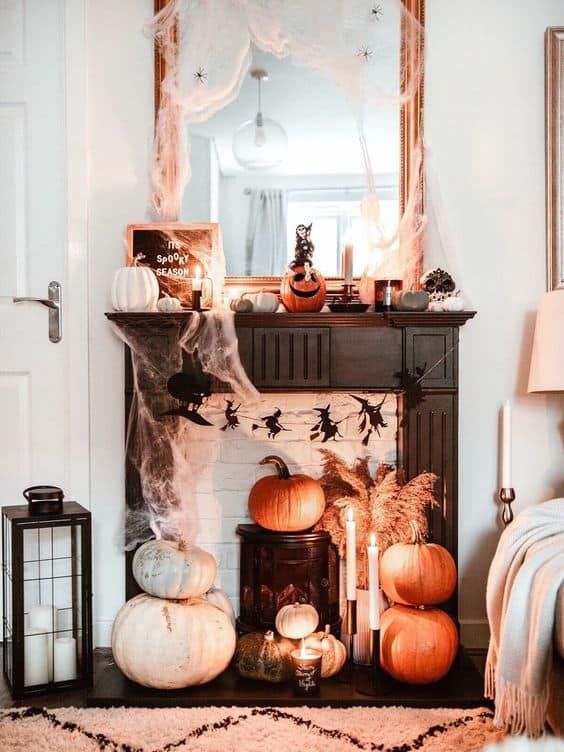 Halloween Mantle decorating
