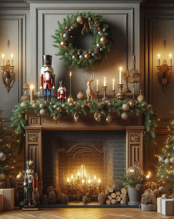 Christmas mantel decor