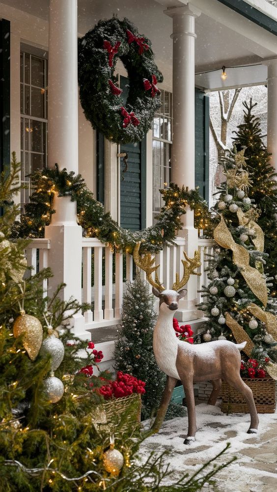 front porch Christmas decor