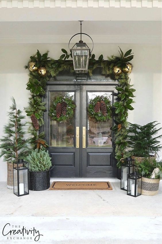 front porch Christmas decor