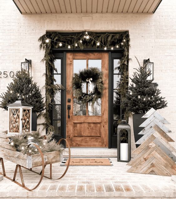front porch Christmas decor