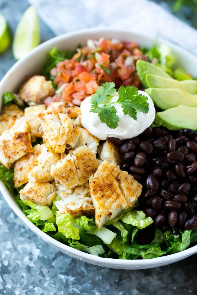 fish taco salad bowl