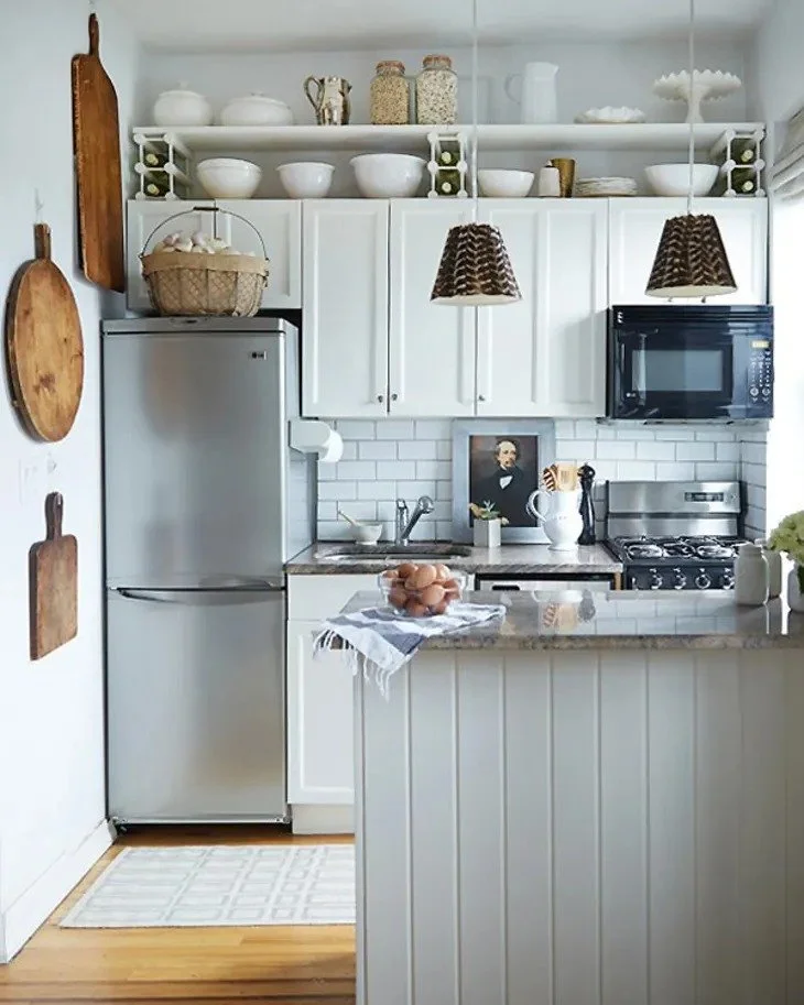 above kitchen cabinet decor idea