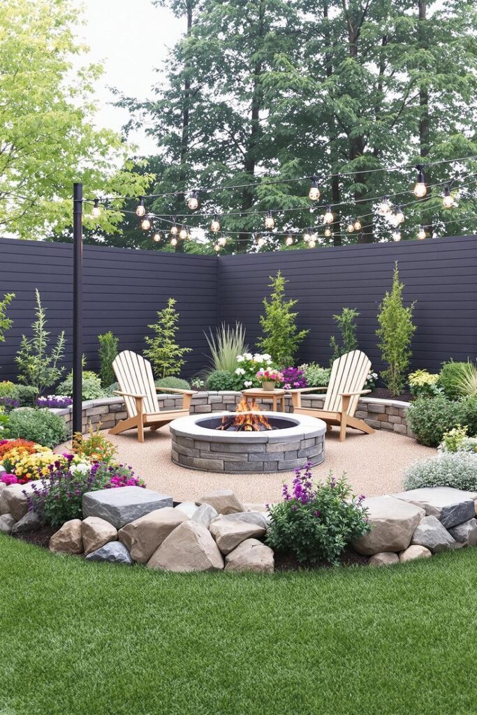 corner fire pit idea