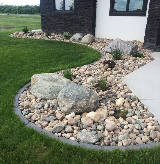 front yard rock bed