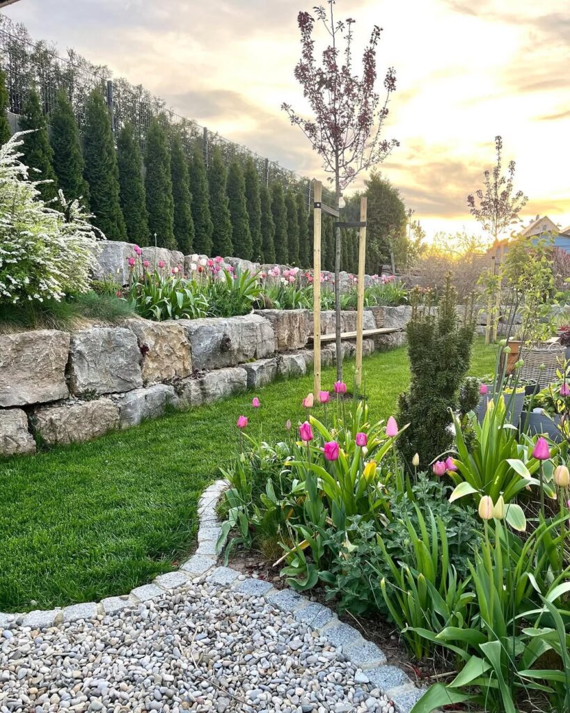 flower bed ideas with rocks