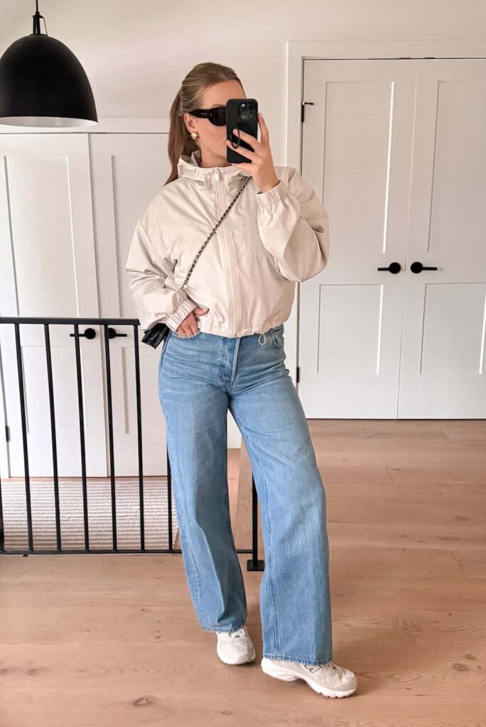 wide leg jeans outfit idea