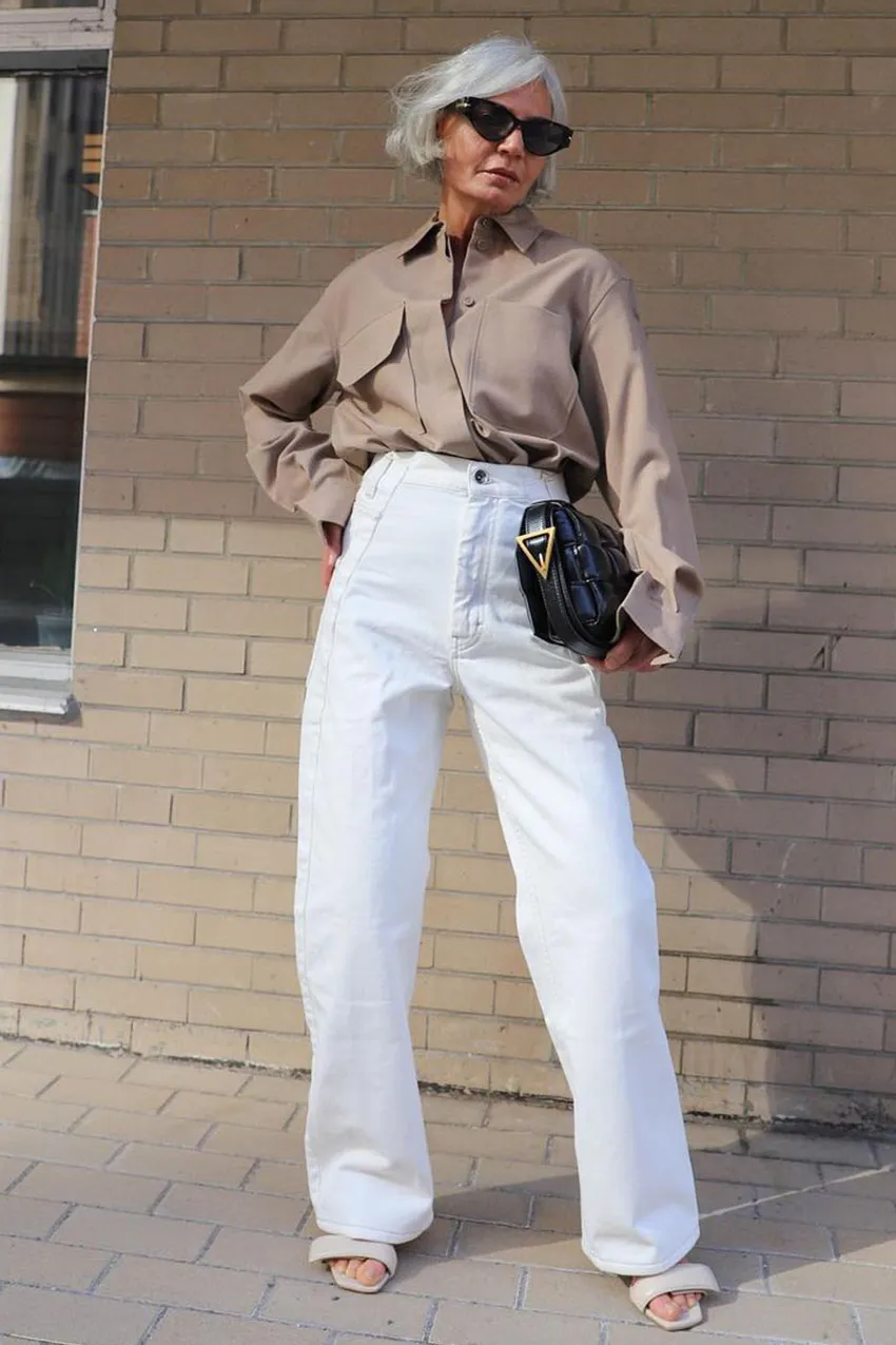 wide leg jeans outfit idea