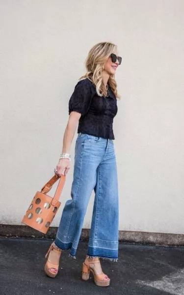 wide leg vjeans outfit idea for women