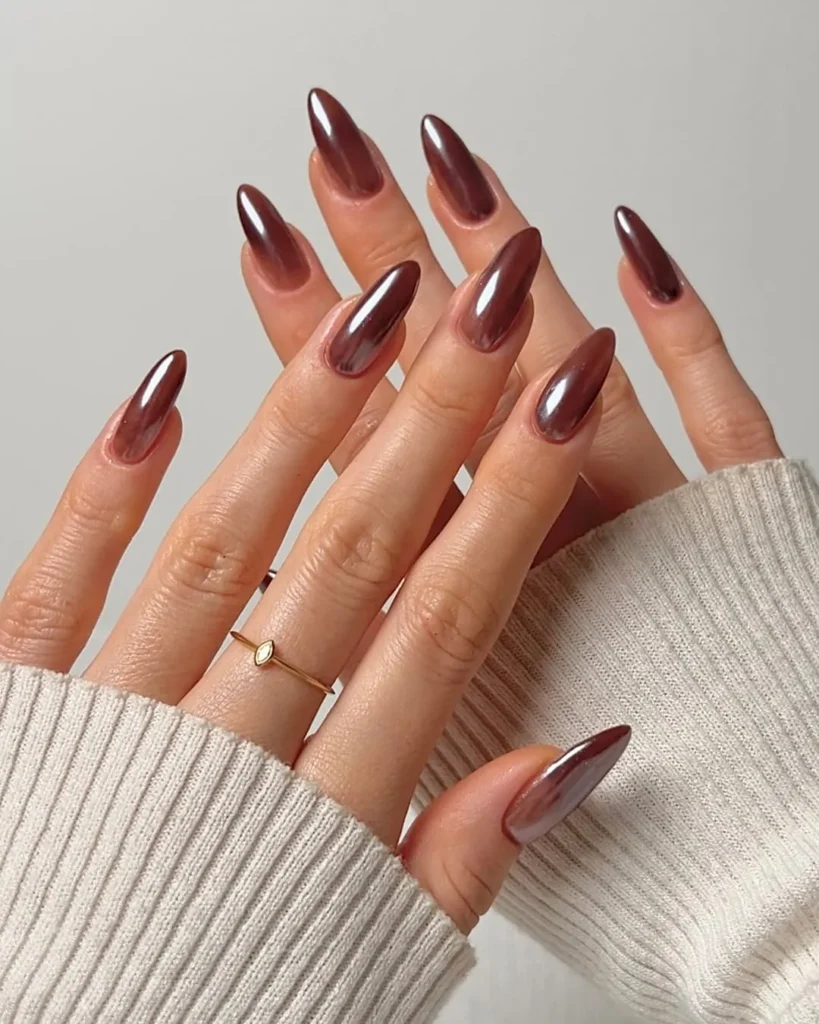 chrome brown nails